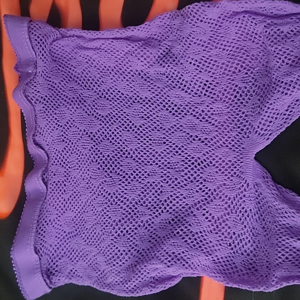 Purple fishnet leopard print tights